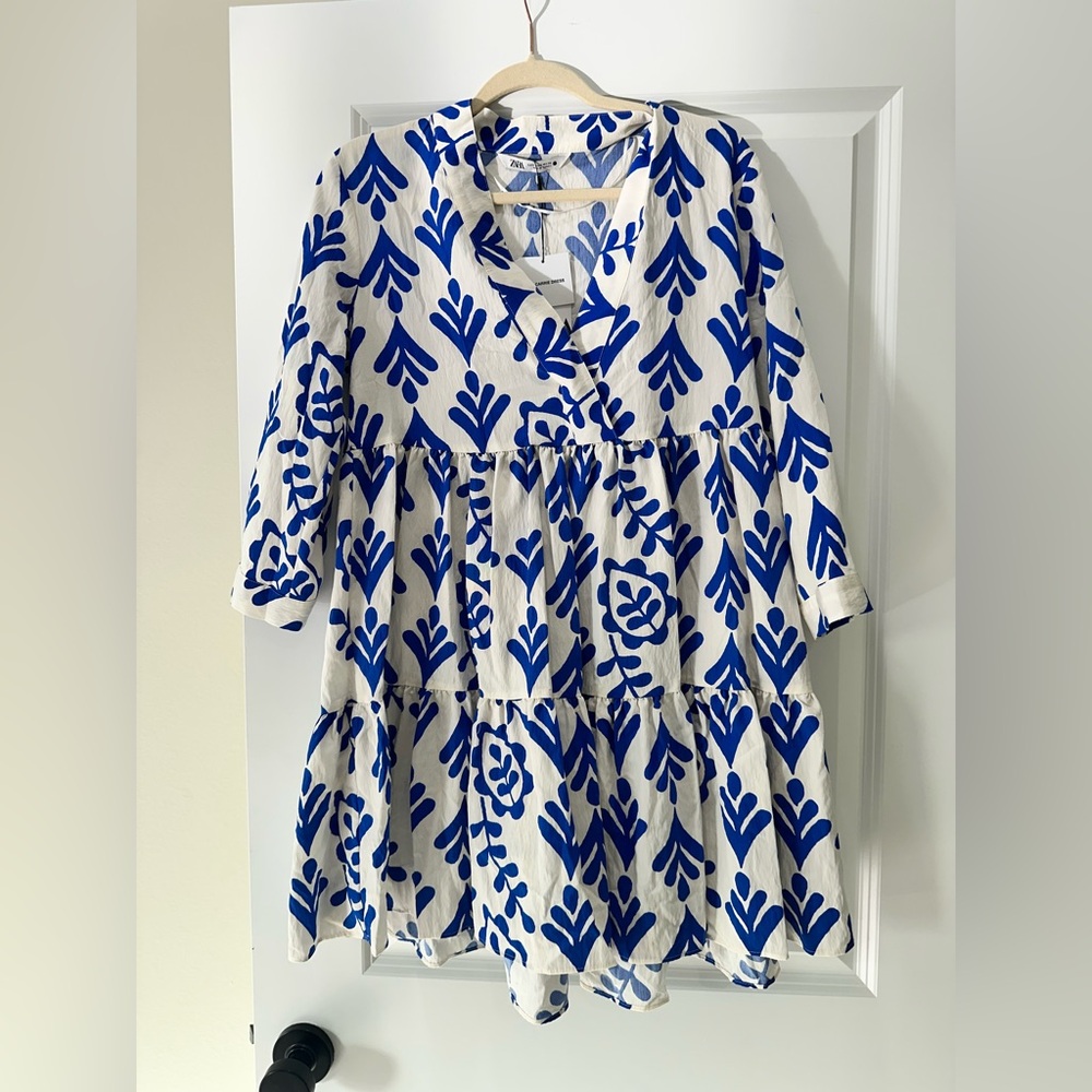 Zara Blue and White Dolman Sleeve Sundress